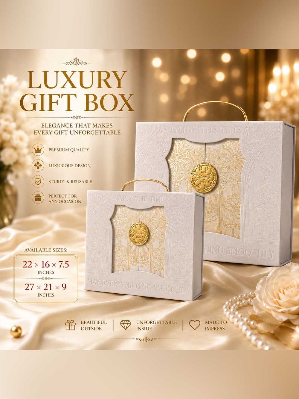 Luxury Beige and Gold Gift box - Elegant Presentation